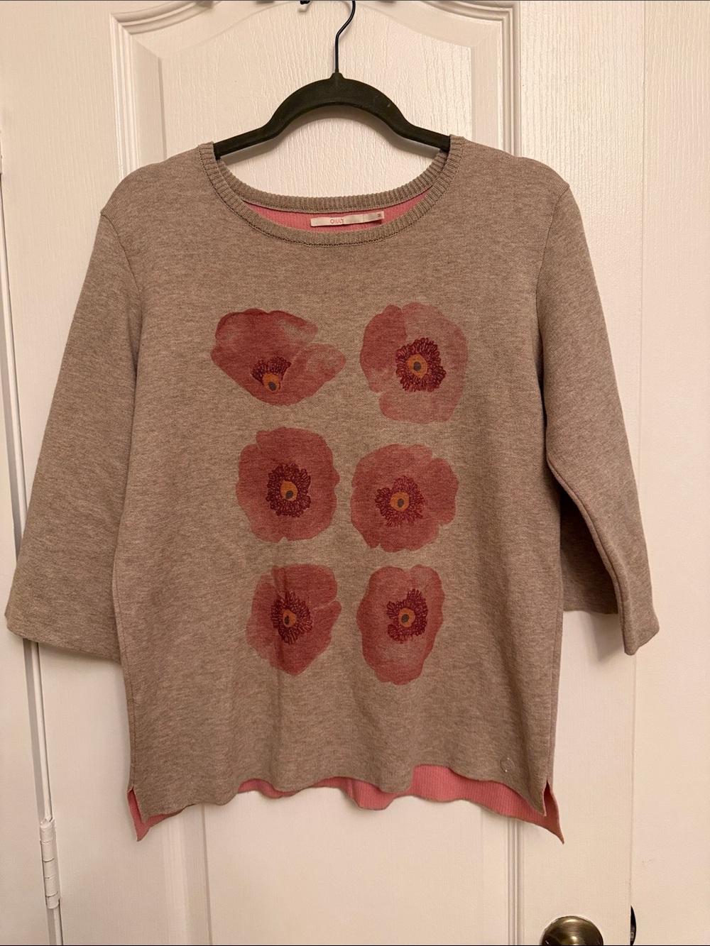 Oilily Taupe Knit Sweater with Pink Lining